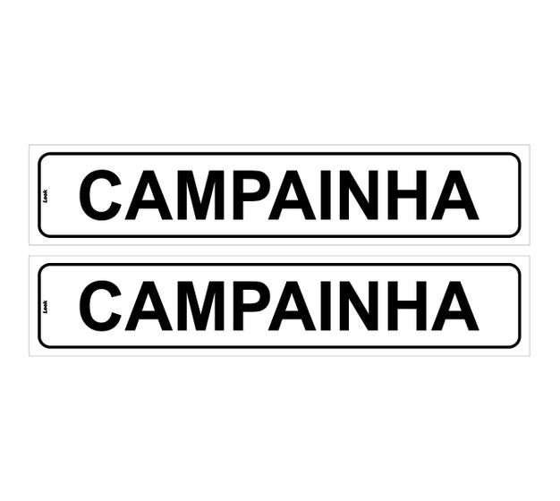 Imagem de Kit com 2 Placas de Sinalização Aviso: Toque a Campainha 5x25 cm, Poliestireno (PS)