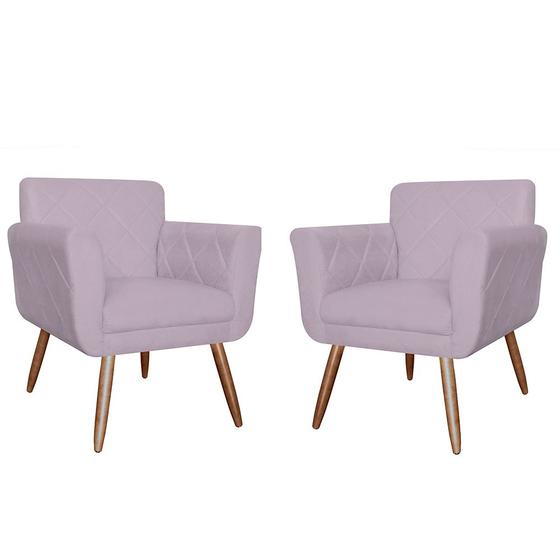 Imagem de Kit Com 2 Poltronas Cadeiras Isabella Estofadas Veludo Rose - INCASA DECOR