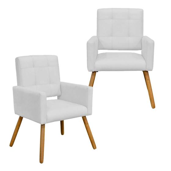 Imagem de Kit Com 2 Poltronas Para Quarto Closet Pés Palito Camila Corano Branco - INCASA DECOR