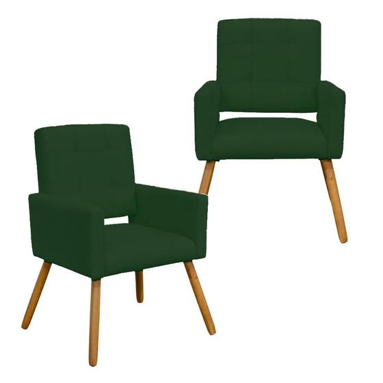 Imagem de Kit Com 2 Poltronas Para Quarto Closet Pés Palito Camila Suede Verde - INCASA DECOR