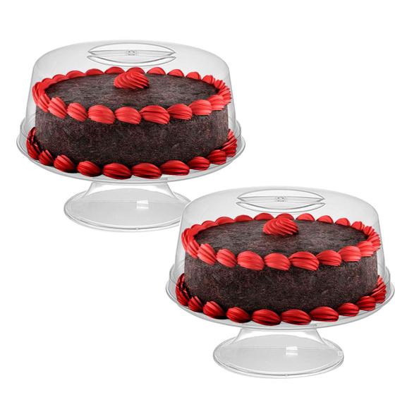 Imagem de Kit Com 2 Porta Bolos Boleiras Acrílico Com Pedestal Pequeno