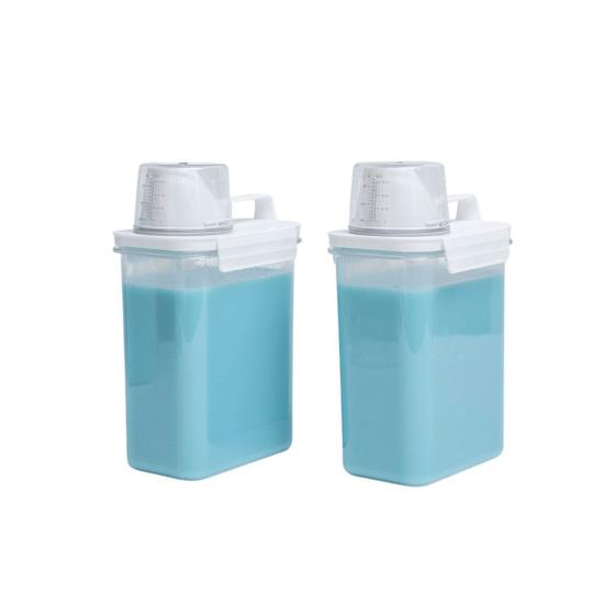 Imagem de Kit com 2 porta sabão em pó 1,8L com copo dosador e travas - Oikos