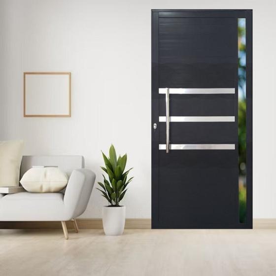 Imagem de Kit com 2 Portas Pivotante de Alumínio 210 X 100cm com Friso e Vidro Veneza Esquadrias Bergamo