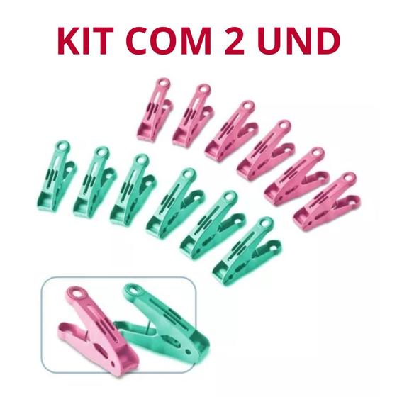 Imagem de Kit com 2 Prendedor Para Roupa Utilidade Doméstica 24 Unidades Resistente