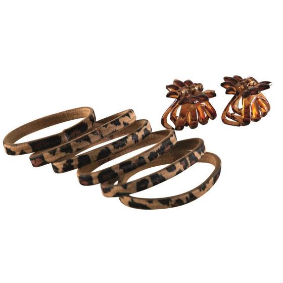 Imagem de Kit com 2 Presilhas e 6 Elásticos de Cabelo Estampa Onça