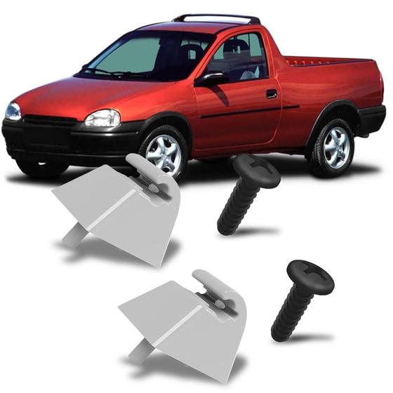 Imagem de Kit com 2 Presilhas Suportes com Parafuso do Quebra Sol Corsa Pickup 95 96 97 98 99 2000 2001 2002 2003