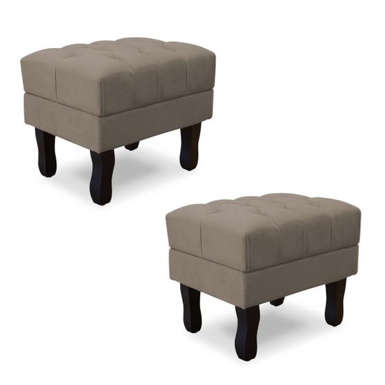 Imagem de Kit com 2 puff baú luis xv capitonê suede srj moveis