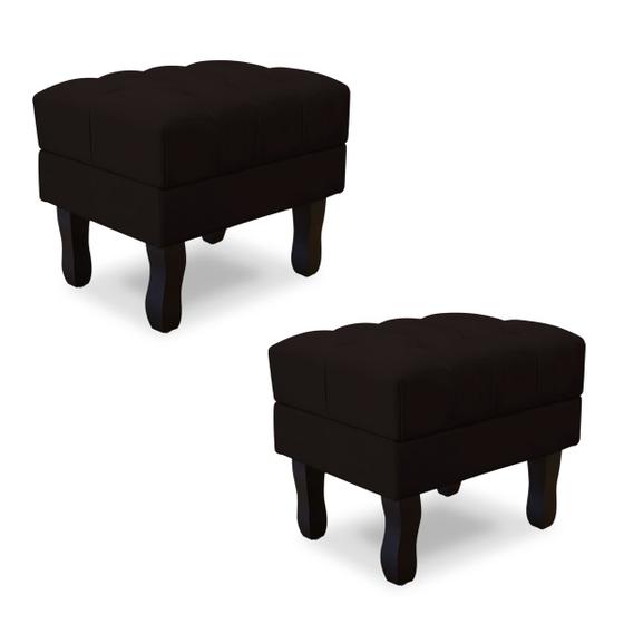 Imagem de Kit com 2 puff baú luis xv capitonê suede srj moveis