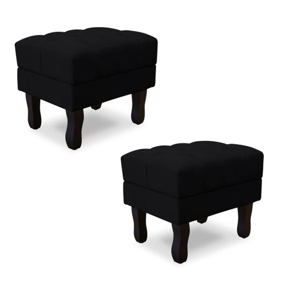 Imagem de Kit com 2 puff baú luis xv capitonê suede srj moveis