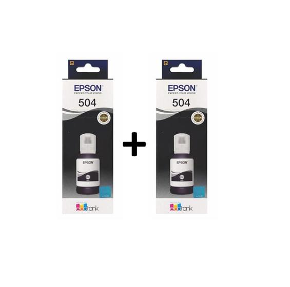 Imagem de Kit com 2 refil de tinta original epson 504 preto com  127ml cada