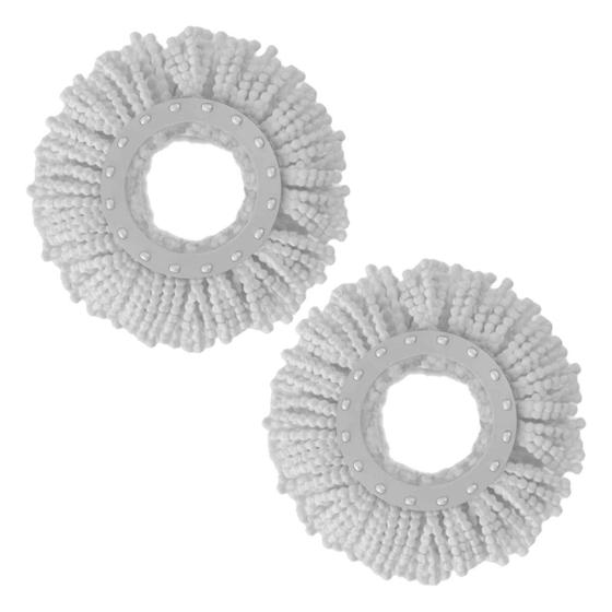 Imagem de KIT COM 2 REFIL MOP 360 GIRATORIO FIT ESFREGÃO FLASH LIMP MICROFIBRA BASE DE 13,5cm