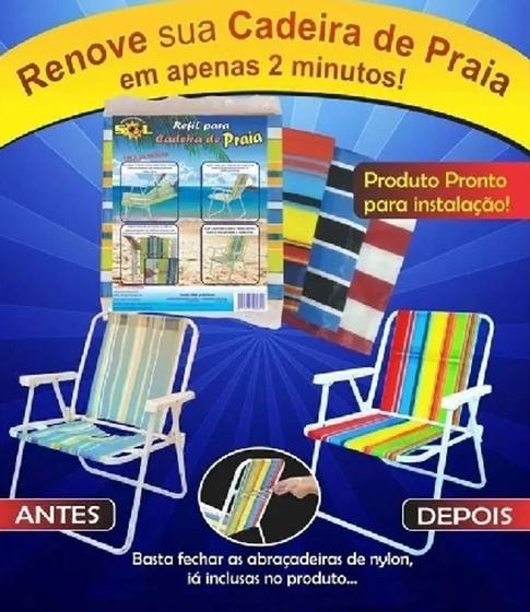Kit Com 2 Refil Para Cadeira De Praia - Fácil Troca - Sol Menor preço em Kit Com 2 Refil Para Cadeira De Praia - Fácil Troca - Sol