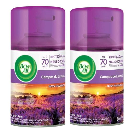 Imagem de Kit com 2 Refis Bom Ar Freshmatic Lavanda 250ml Cada