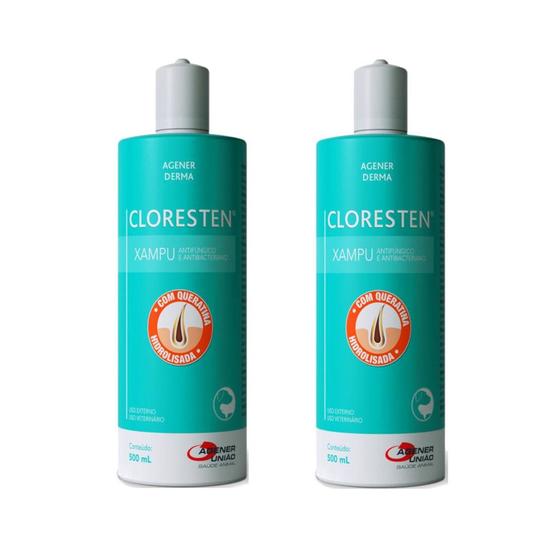 Kit Com 2 Shampoo Cloresten Dermatite Coceira Vermelhidão Cães Shampoo ...