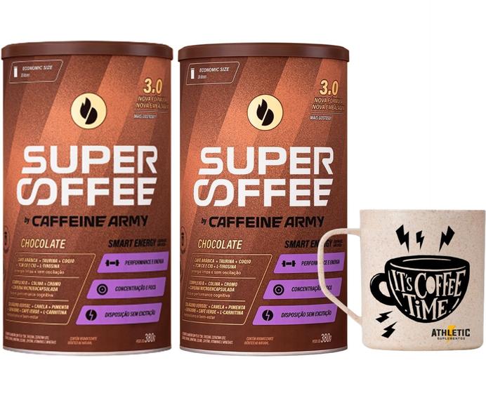 Kit com 2 Super Coffe 3.0 Chocolate 380g + Caneca Menor preço em Kit com 2 Super Coffe 3.0 Chocolate 380g + Caneca