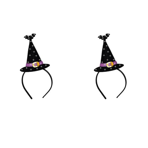 Imagem de Kit Com 2 Tiaras 3D Chapéu De Bruxa Halloween Dia Das Bruxas
