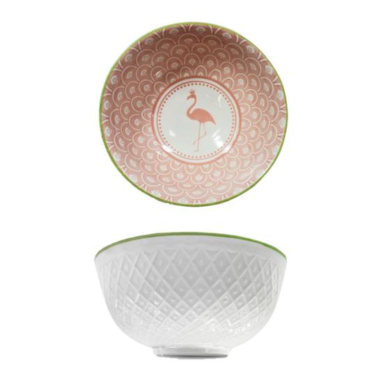 Imagem de Kit com 2 Tigelas Bowls Cumbucas Estampadas 300 ml Flamingos Rosas 16D029A-3/K