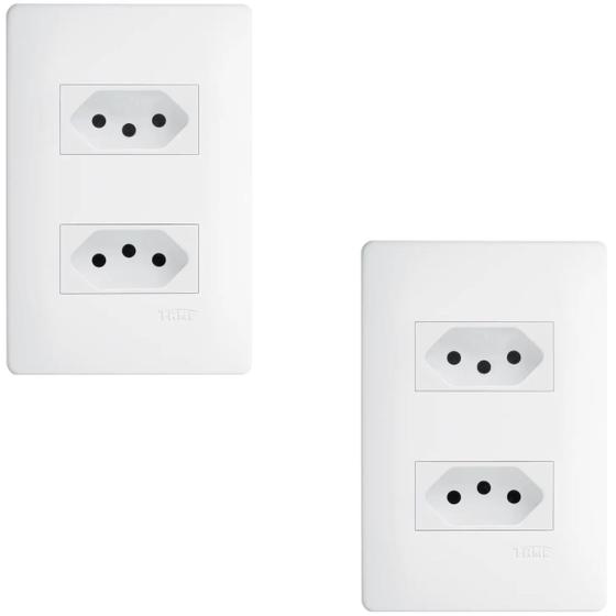 Imagem de Kit Com 2 Tomadas Dupla Padrão 2P+T Distanciadas 10A/250V Habitat - FAME