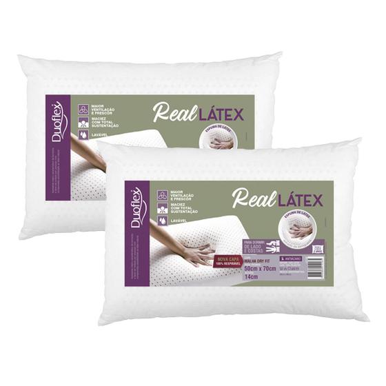Kit com 2 Travesseiro Real Látex Lavável Antiacaro Duoflex Menor preço em Kit com 2 Travesseiro Real Látex Lavável Antiacaro Duoflex
