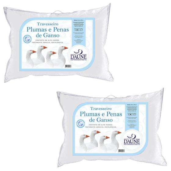 Imagem de Kit com 2 Travesseiros Daune Plumas com Penas - 14cm