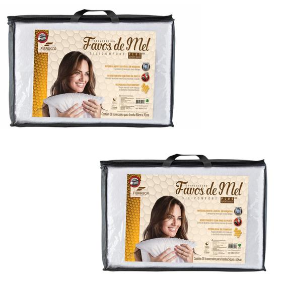 Imagem de Kit com 2 Travesseiros Macios Favos de Mel