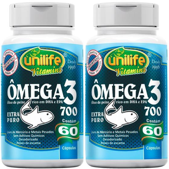 Kit Com 2 Un Ômega 3 Óleo de Peixe Extra Puro 700mg Rico em EPA DHA 120 Cápsulas Omega Unilife é ruim? Kit Com 2 Un Ômega 3 Óleo de Peixe Extra Puro 700mg Rico em EPA DHA 120 Cápsulas Omega Unilife é boa?