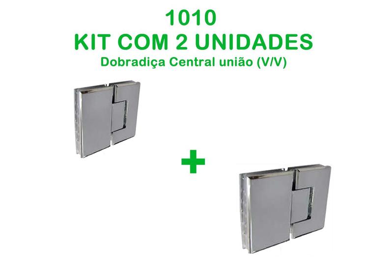 Imagem de Kit com 2 unidades de dobradiças 1010 para união vidro e vidro central
