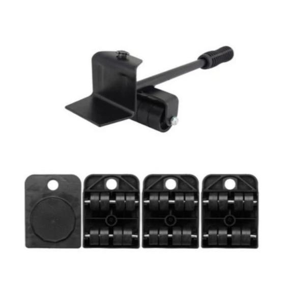 Imagem de Kit Com 2 Unidades Do Levantador de Móveis Preto Com Rodinhas E Gancho