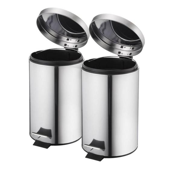 Kit com 2 Unidades Lixeira 3 Litros Inox Just Home Collection Menor preço em Kit com 2 Unidades Lixeira 3 Litros Inox Just Home Collection