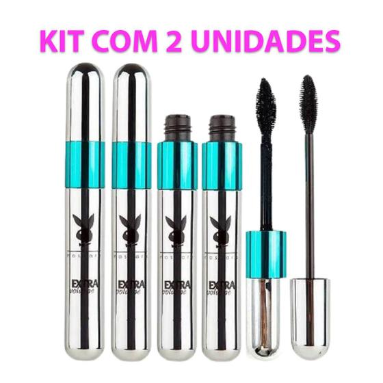 Imagem de Kit Com 2 Unidades Máscara Cílios Rímel 2 Em 1 Extra Volume Techno Playboy