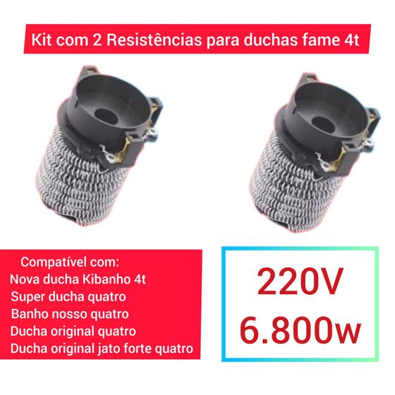 Kit Com 2 Unidades Resistência De Chuveiros Fame 4T 220v 6.800W Marca WR Menor preço em Kit Com 2 Unidades Resistência De Chuveiros Fame 4T 220v 6.800W Marca WR
