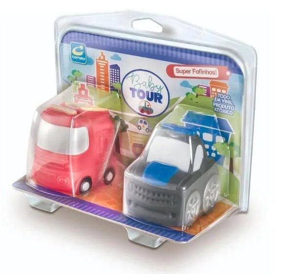 Imagem de Kit com 2 Veículos de Transporte Baby Tour Brinquedos de Vinil para Bebê a Partir de 3 Meses
