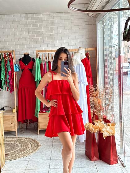 Imagem de Kit com 2 vestidos feminino Flora vermelho