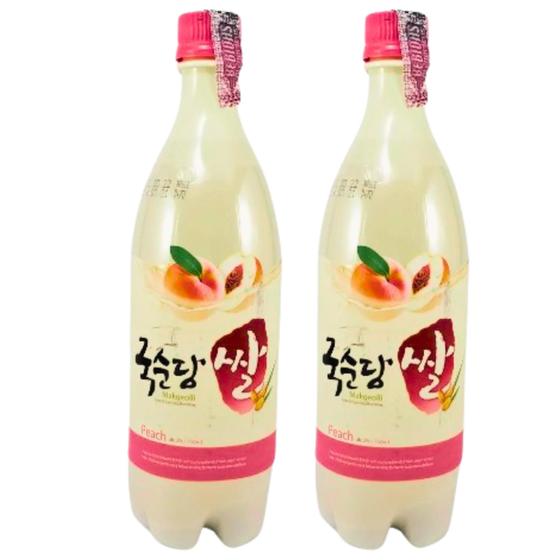 Imagem de Kit com 2 Vinhos de Arroz Coreano Makgeolli Pêssego 750ml