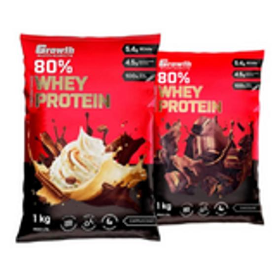 Kit com 2 Whey Protein Concentrado Growth Vários Sabores Cappuccino e