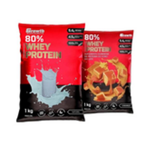 Kit com 2 Whey Protein Concentrado Growth Vários Sabores Natural e
