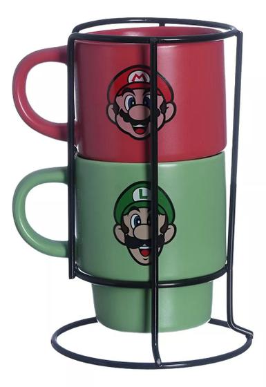 Imagem de Kit Com 2 Xícaras Empilháveis Mario & Luigi - Zona Criativa