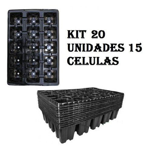 Imagem de Kit Com 20 Bandeja Alta Plástica 15 Células Sementeira