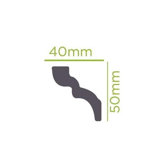 Imagem de Kit com 20 Barras Rodateto de Poliestireno 5cm X 40mm Liso 40m