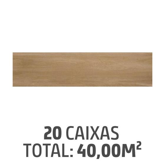 Imagem de Kit com 20 Caixas de Porcelanato Carvalho Natural 26x106cm Caixa 2,00m² Retificado Marrom