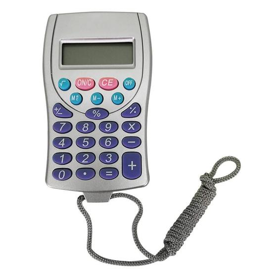 Imagem de Kit Com 20 Calculadoras De Bolso Com Cordão 8 Dígitos