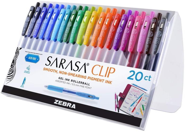 Imagem de Kit com 20 Canetas Gel Retráteis 0,5mm - Ponta Fina e Tintas Coloridas à Base d'Água