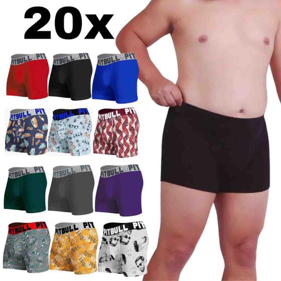 Imagem de Kit Com 20 Cuecas Pitbull Plus Size Especial Masculina Boxer Adulto Atacado