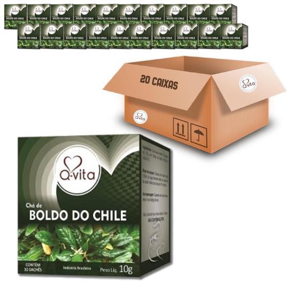 Imagem de Kit Com 20 Cxs Chá De Boldo Do Chile Q-Vita 10G (10 Sachês)
