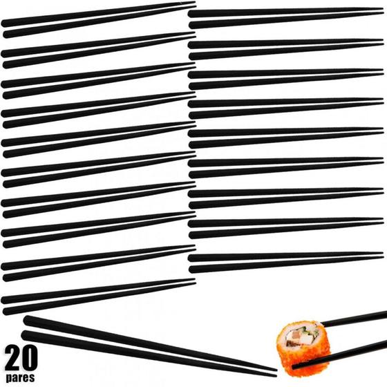 Kit com 20 Pares de Hashi para Comida Japonesa Preto Nihon Shikko Menor preço em Kit com 20 Pares de Hashi para Comida Japonesa Preto Nihon Shikko