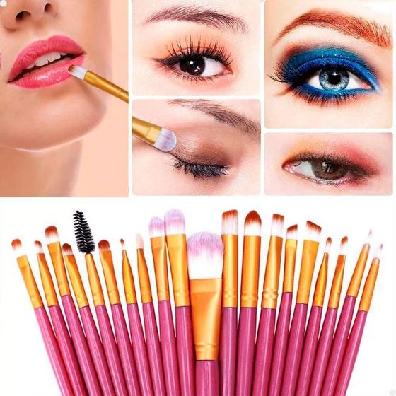 Imagem de Kit Com 20 Pincéis Profissionais Para Maquiagem Com Estojo
