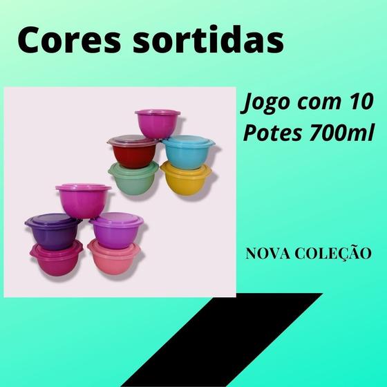 Imagem de Kit Com 20 Potes Em Plástico Com Tampa Organizadores De Alimento Atacado 700ml