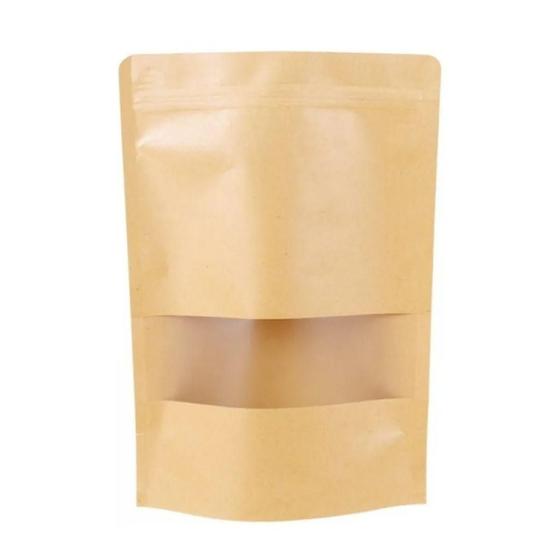 Imagem de Kit Com 20 Sacos Stand Up Pouch Kraft Zip Lock Visor 10X15Cm