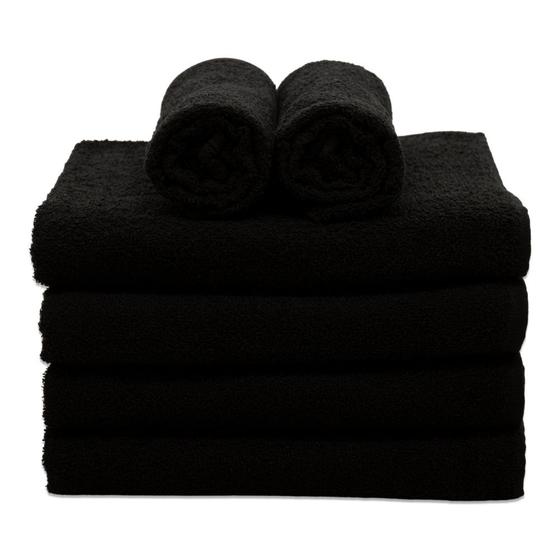 Imagem de Kit com 20 Toalhas de Rosto Para Salão de Beleza Soft - 40x60cm - Preto