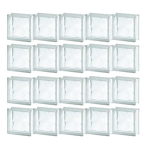 Kit com 20 unidades Bloco de Vidro Ondulado Transparente 19x19x8cm Construdecor Menor preço em Kit com 20 unidades Bloco de Vidro Ondulado Transparente 19x19x8cm Construdecor